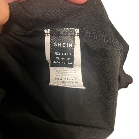 Shein Black Mesh Ruched Bodycon Ruffle Dress Size XL - Picture 5 of 5